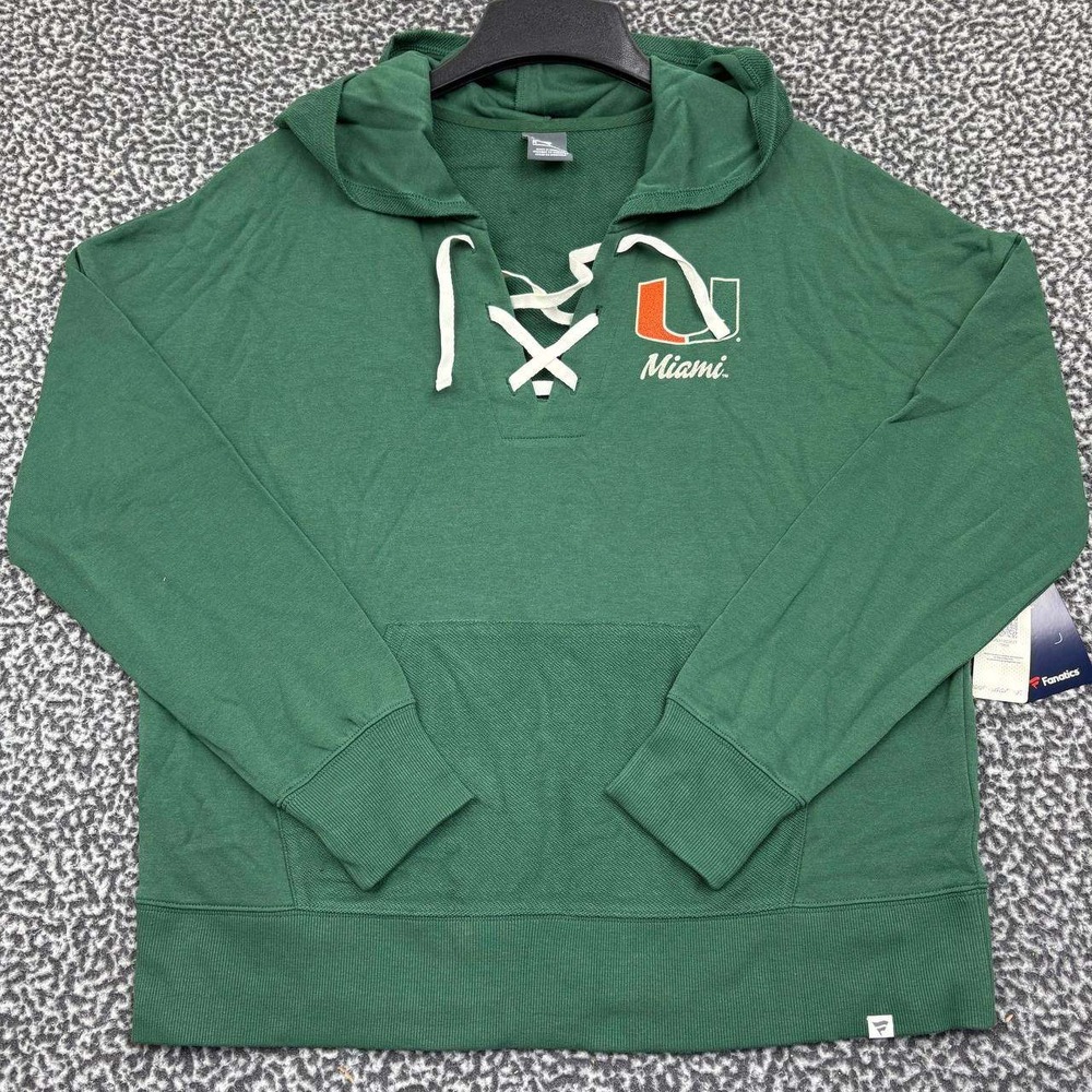 Miami Hurricanes Hoodie Women Medium Green Fanatics Pullover Long‎ Sleeve New M